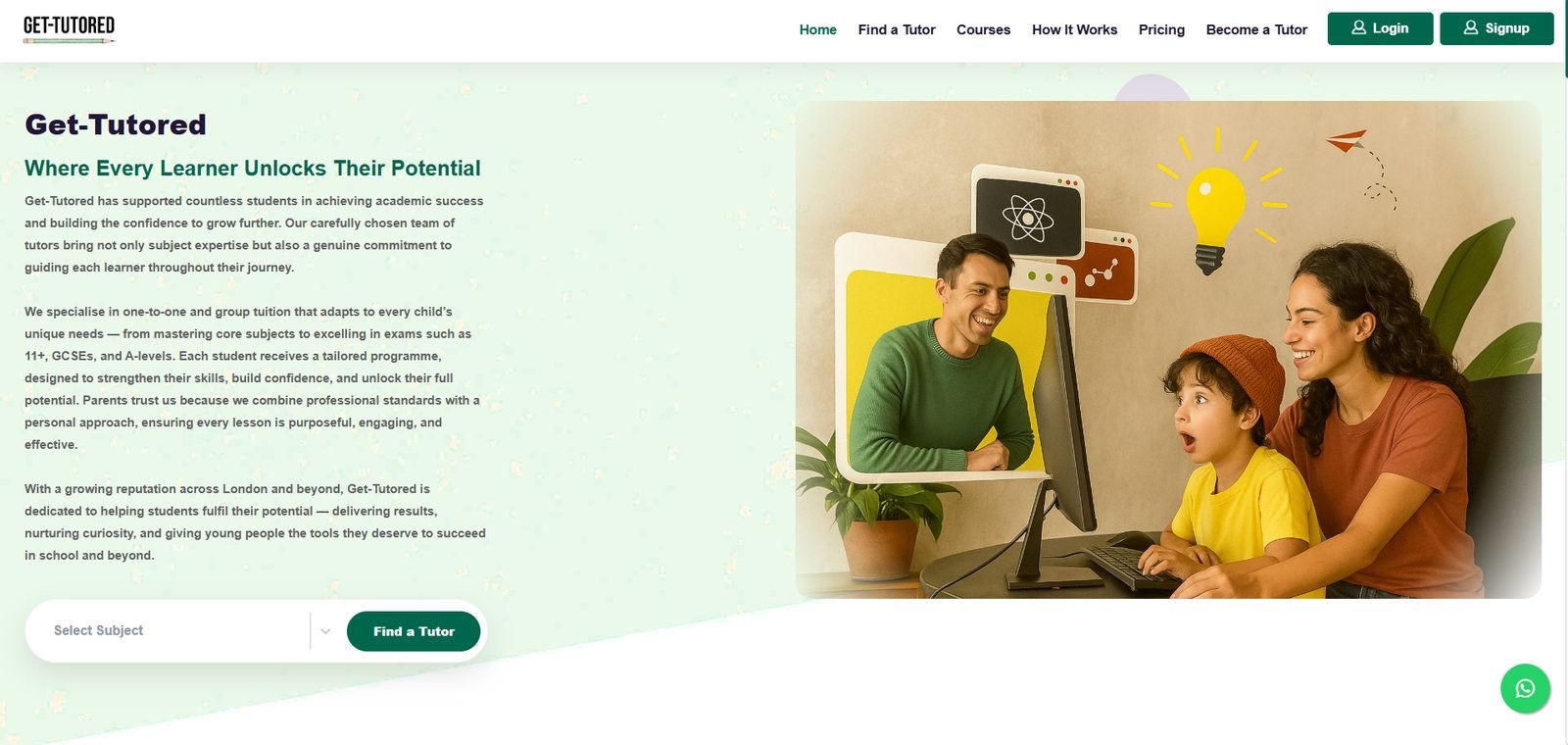 Get-Tutored homepage